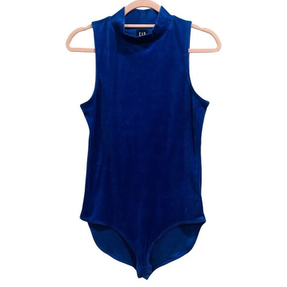GAP Womens Cobalt Blue Velour Sleeveless Bodysuit Top Size Small S NWT - Picture 2 of 8